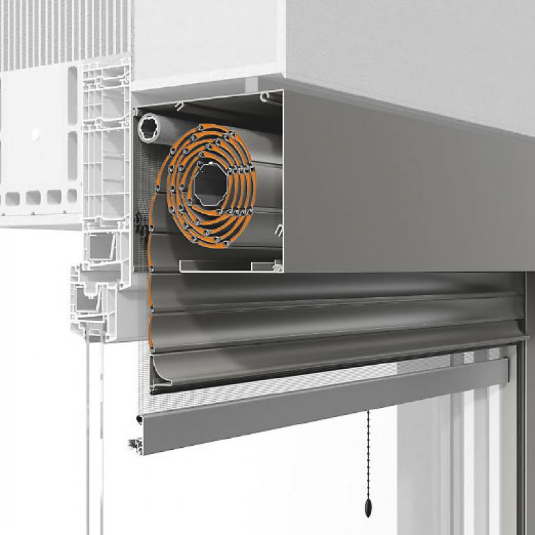 Coupe transversale des systèmes ROMA volets roulants rénovation QUADRO