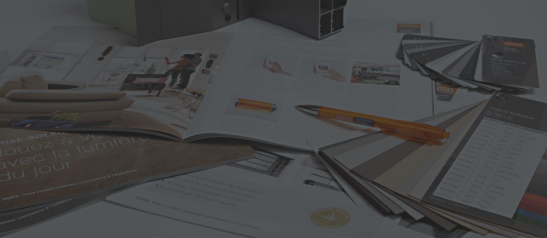 Table avec l'ensemble des documents et des échantillons concernant les volets roulants