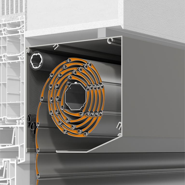 Moustiquaire intégrée qui disparaît complètement dans le caisson