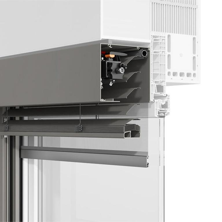 Coupe transversale des systèmes ROMA brise-soleil rénovation QUADRO nouveau système