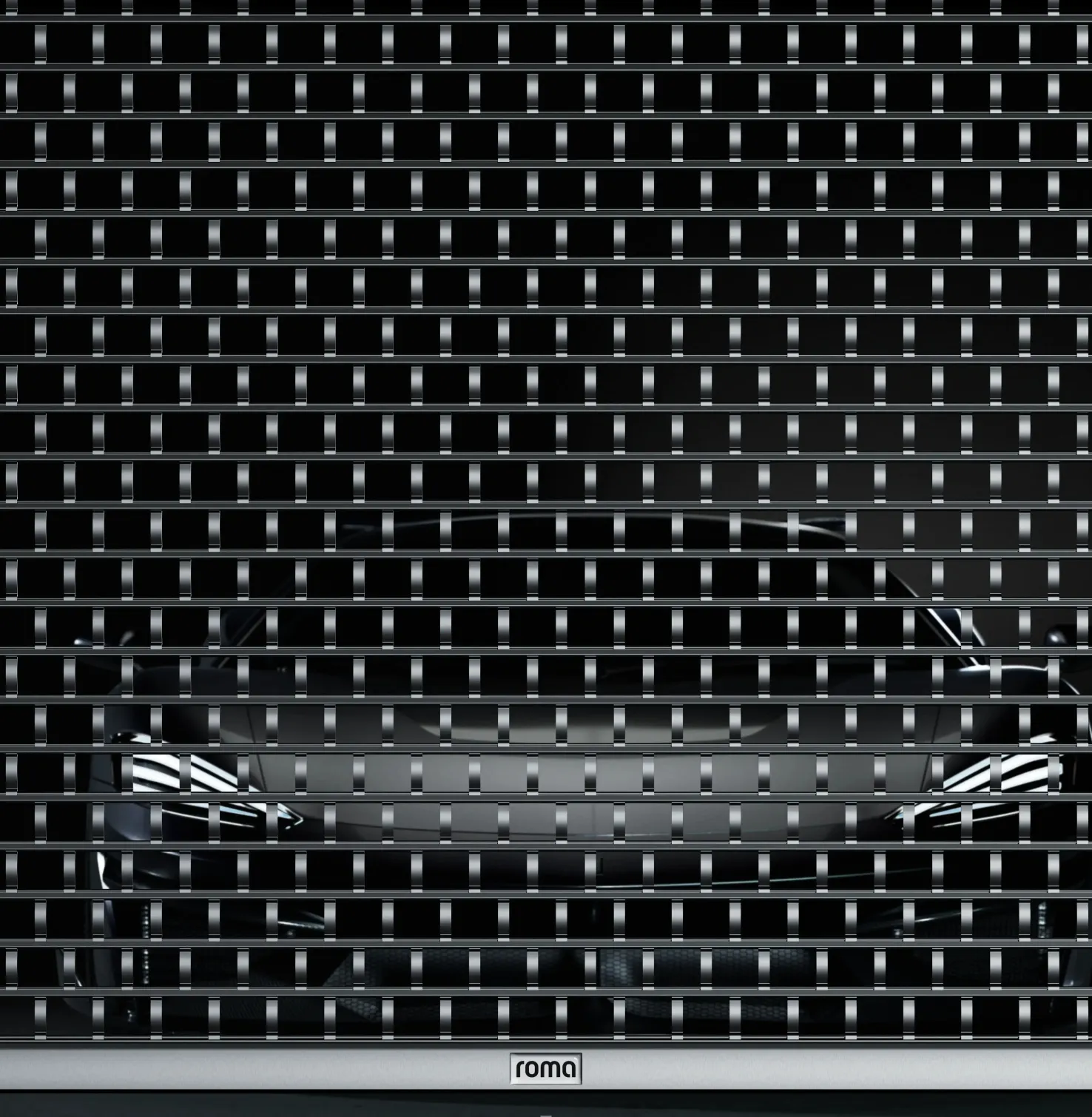 Grilles à enroulement de ROMA avec voiture dans le garage